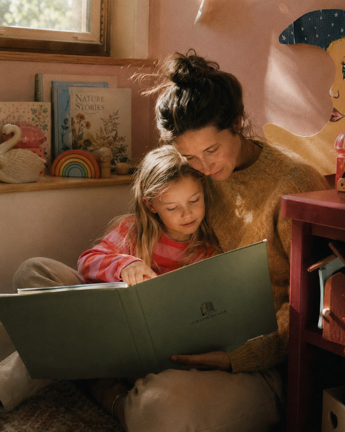 A parent and child with the year's paperwork in order