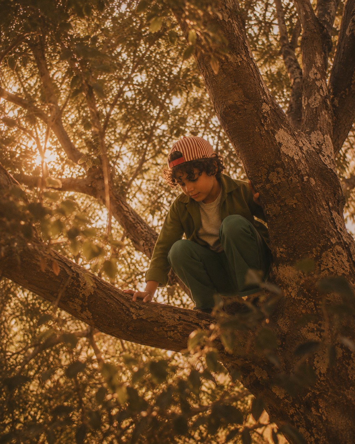 A child outside in the sun